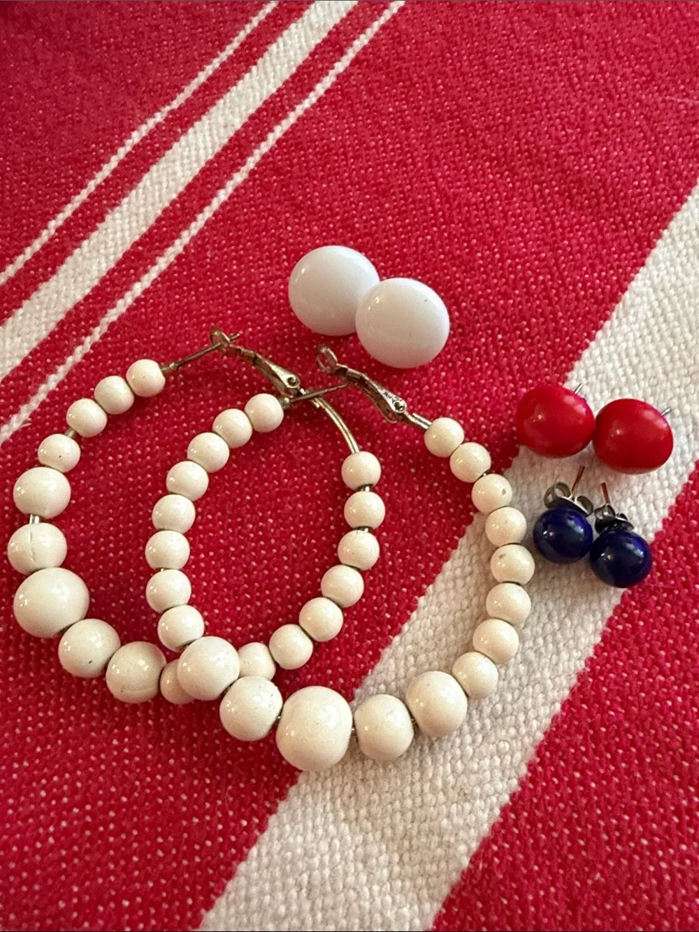 VTG Patriotic Red, White & Blue Earring Bundle